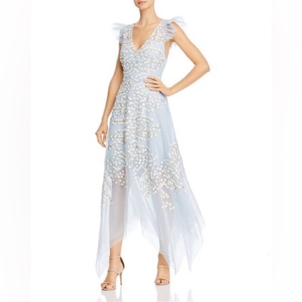 BCBG MAXAZRIA Floral Appliqué midi dress